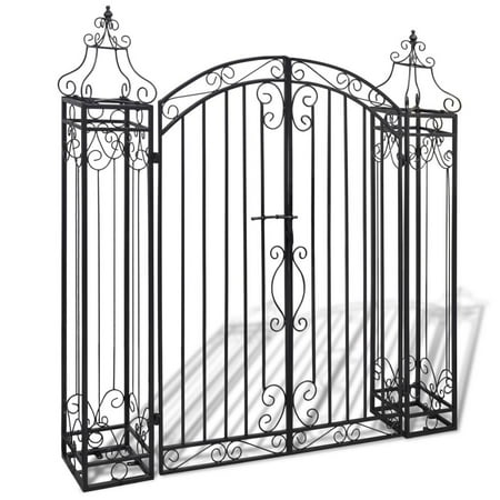Arched Iron Gate Ornamental Garden Gate Wrought Iron Decorative Door Vintage Outdoor Arches Courtyard Gate Decor ()