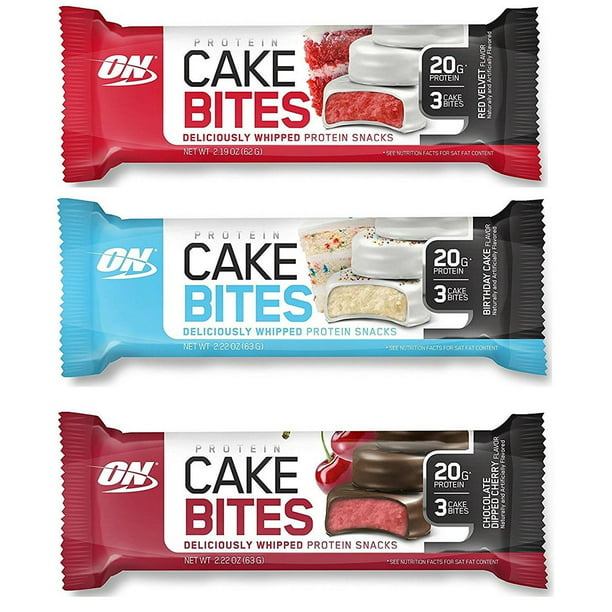 Optimum Nutrition Cake Bites Whipped Protein Snack Bar 12PK 3Flavor Variety Pack