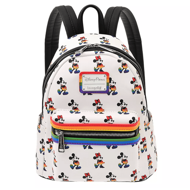BRAND NEW Loungefly Mickey Minnie Mouse Rainbow Color Mini Backpack All  Over Print