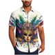 thumbnail image 3 of TaTaai ashion Men's Mardi Gras Turndown Collar Shirt, Printed Short-Sleeve Casual Button Top, Soft Fabric for Summer Casual Daily Outdoor Occasions Gift, 3 of 6