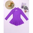 thumbnail image 3 of Raenseen Kids Girls Figure Ice Skating Leotard Dress Long Sleeve Gymnastics Ballroom Dancing Outfit Purple 8, 3 of 8