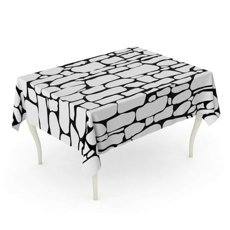 

KDAGR Brown Pattern Stones Rock Wall Stonewall Brick Nature Patten Gray Abstract Tablecloth Table Desk Cover Home Party Decor 60x84 inch