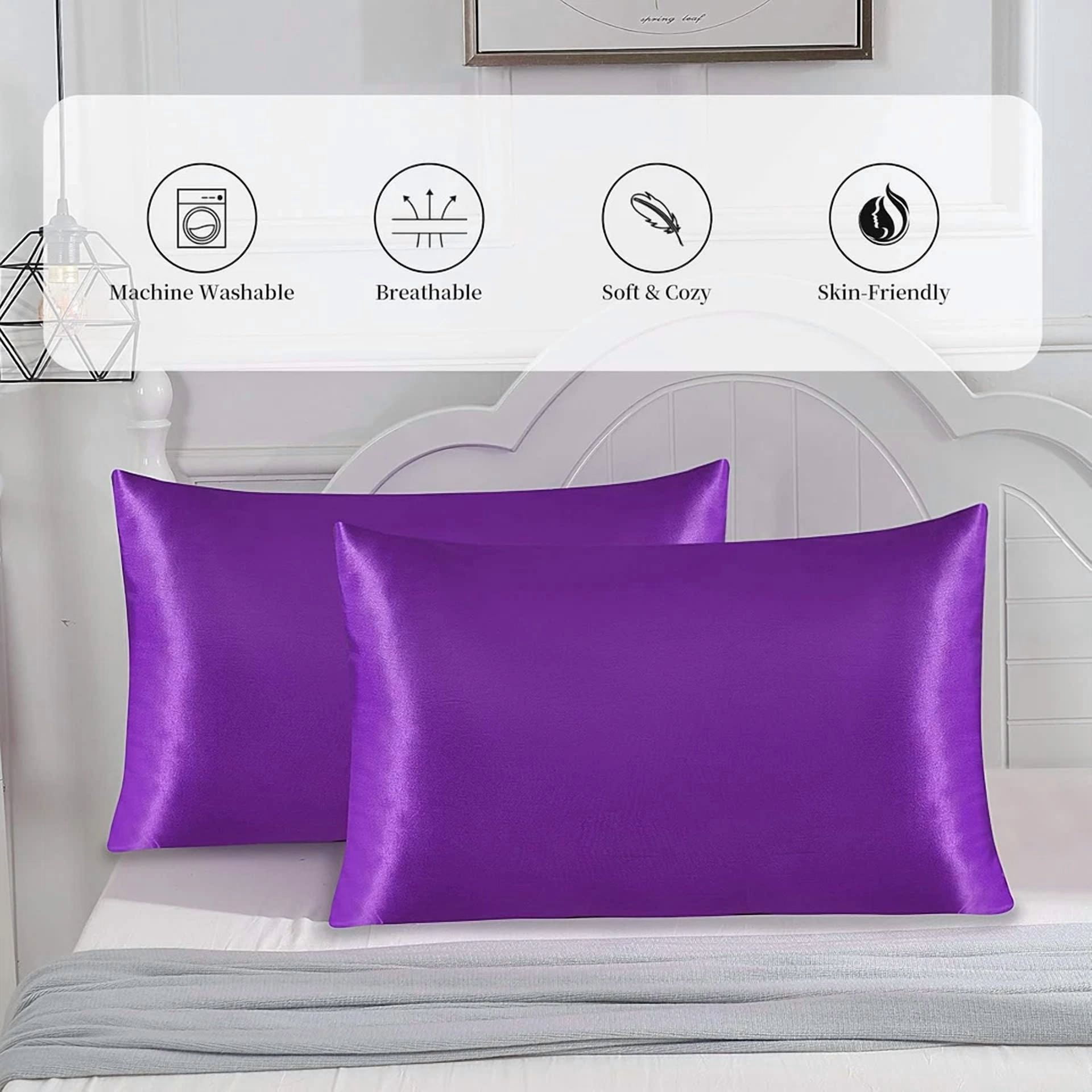 Satin Pillowcase For Hair And Skin, Silk Pillowcase2 Pack Standard Size With Env