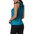 thumbnail image 4 of Hobemty Women's Sleeveless Top Halter Neck Tie Back Satin Work Blouse, 4 of 7