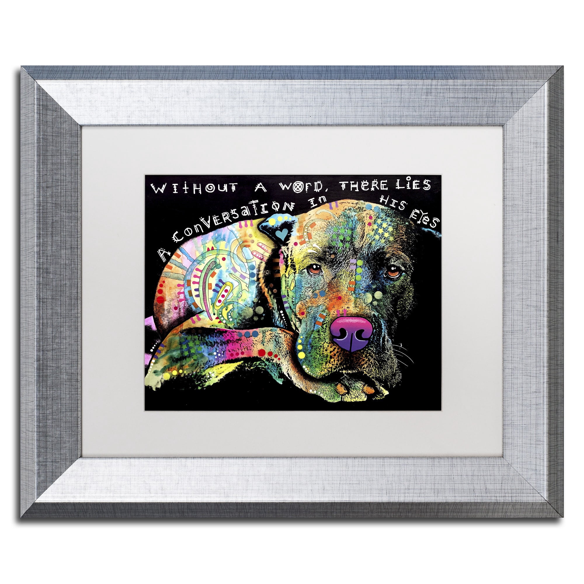 Trademark Fine Art 'Without a Word' Canvas Art by Dean Russo, White Matte, Silver Frame