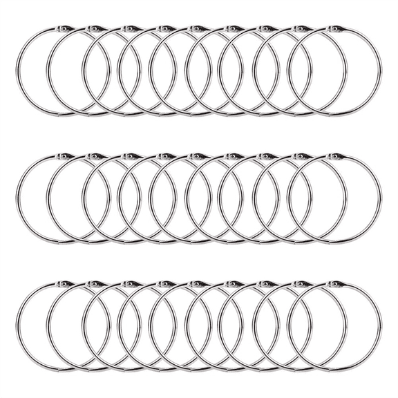 2 Inch 50 Pack Loose Leaf Binder Rings, Nickel Plated Steel Keychain Key Metal Rings