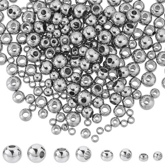 320Pcs 4 Styles 304 Stainless Steel Spacer Beads Round Stainless Steel Color 3~6x2~5mm Hole: 1.5~2.5mm 80pcs/style