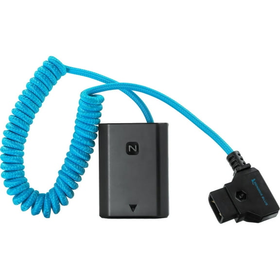 Kondor Blue D-Tap to NP-FZ100 Coiled Dummy Battery Cable for Sony a7S III/a7 IV, Blue