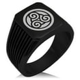 thumbnail image 1 of Stainless Steel Celtic Triskele Triskelion Circle Knot Needle Stripe Pattern Biker Style Polished Ring, 1 of 1