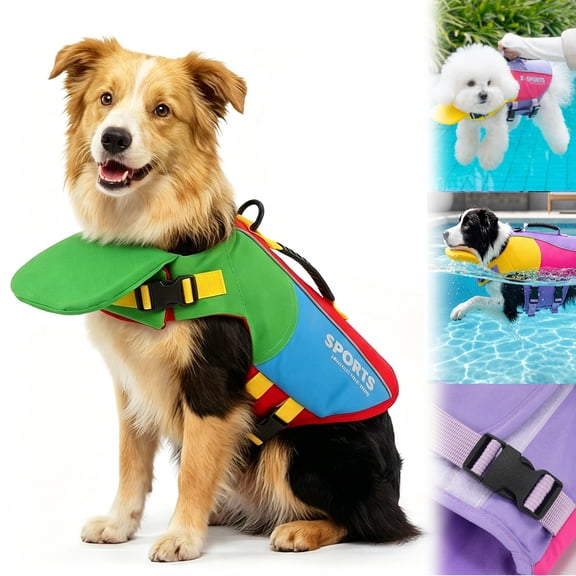 Dog Life Jacket with Chin Float,High Buoyancy Adjustable Dog Vest for Swimming with Rescue Handle for Large Middle Small Dogs (Red XS)