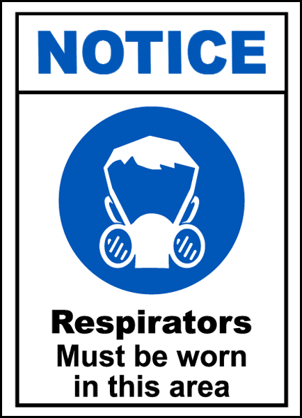 Pack of 10 704 RESPIRATORS MUST BE WORN Safety Sticker Sign 300x75mm 
