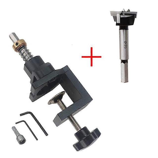 Aluminum Alloy Concealed Drilling Jig Woodworking Tool Kit with Collet Shaping Drill Bit Drill Guide Hole Locator Cabinet Door Installation