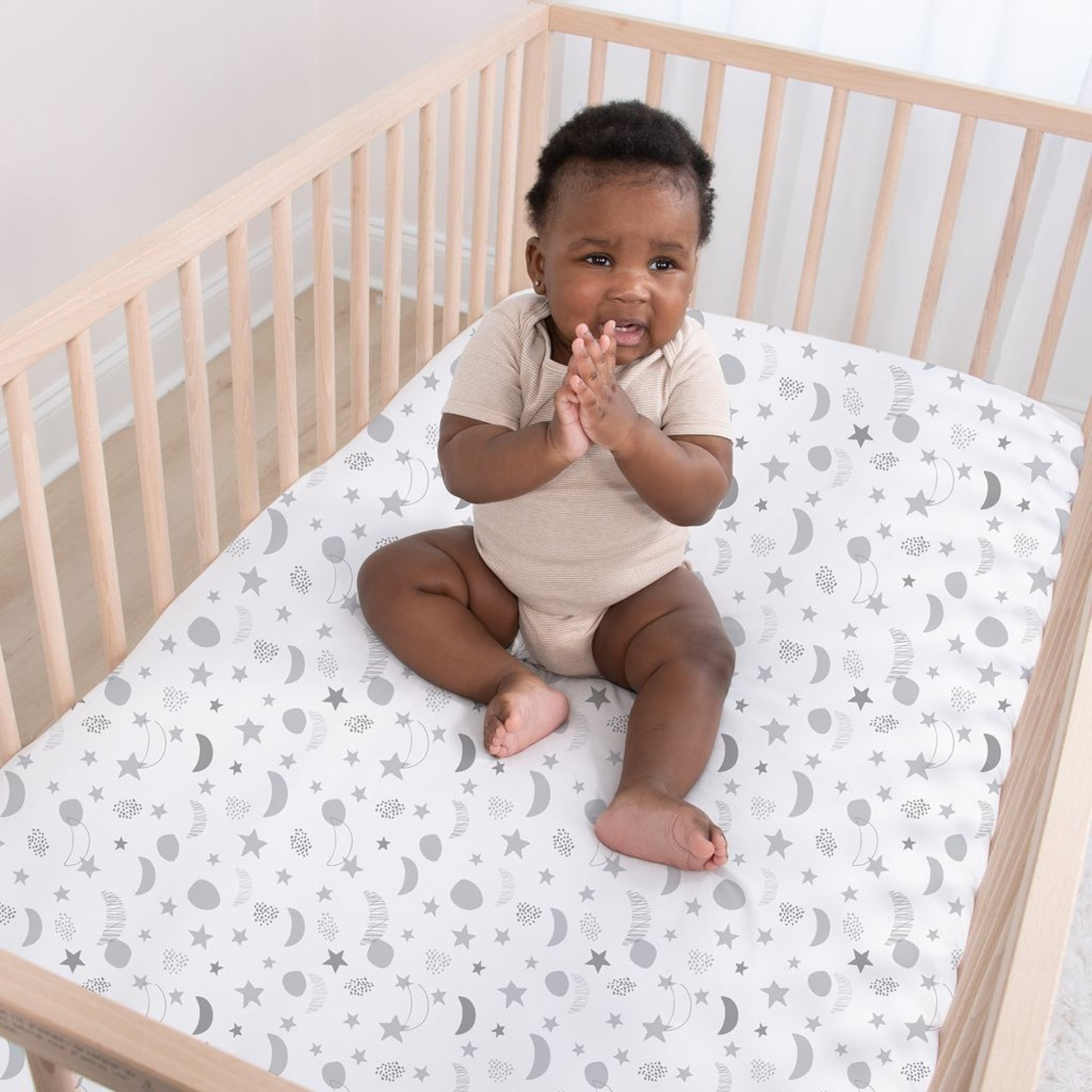 The Peanutshell Gray Celestial Galaxy Microfiber Sheet Sets, Crib, Washable (4 Pieces )