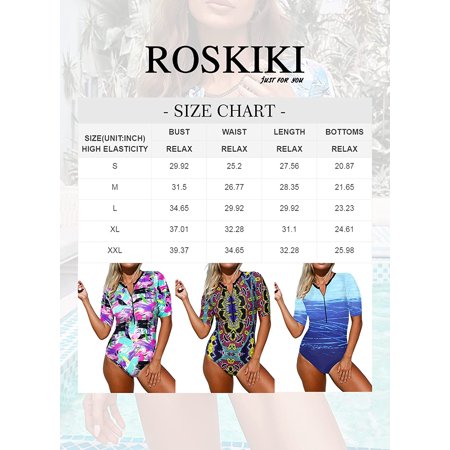 Womens Zip Front Printed Long Sleeve One Piece Swimsuit Walmart Canada