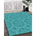 thumbnail image 3 of Ahgly Company Machine Washable Indoor Square Transitional DarkCyan Green Area Rugs, 6' Square, 3 of 7