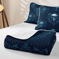 thumbnail image 4 of Castle Fairy Gothic Rose Skull Twin Quilt Set,Bohemian Floral Damask Twin Coverlet Set,Navy Blue, 4 of 7