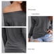 thumbnail image 5 of Top con hombros descubiertos para mujer, jersey de manga larga de Color puro, camisa holgada elástica para mujer, Top para fiesta diaria, trabajo, gris S, 5 of 6
