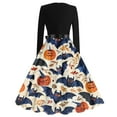 thumbnail image 3 of WTOBBY Women's Fashion Vintage Long Sleeve Round Neck Halloween Printed Party Gown Dress with Elegant Design for Evening Events and Gothic Occasions ,Beige L, 3 of 4