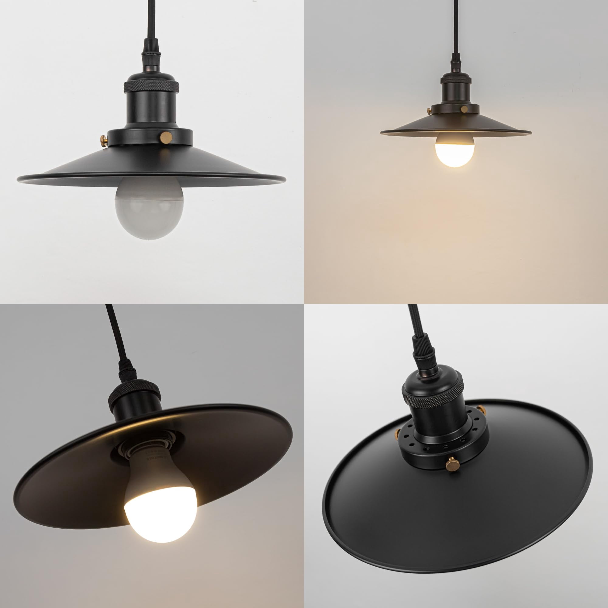 Kiven Plug in Pendant Light, Dimmable Hanging Light with Remote Control, Modern Hanging Light Fixture with 15FT Cord Adjustable Height for Bedroom Foyer Hallway Kitchen Island, Black Finish