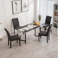 thumbnail image 2 of Homy Grigio Gray Fabric Modern Upholstered Dining Room Chairs with Tufted Back and Black Solid Wood Legs Sets of 2, 2 of 5