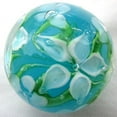 thumbnail image 2 of Big Game Toys~22mm (7/8") Hibiscus Hand Made Art Glass Marble Turquoise/Blue/White Flower, 2 of 5