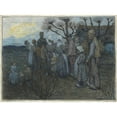thumbnail image 2 of Richard Nicolaüs Roland Holst 14x11 Black Ornate Wood Framed Double Matted Museum Art Print Titled: De Field Preaching (1892 - 1897), 2 of 5