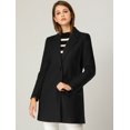 thumbnail image 3 of Abrigo Largo Abotonado De Manga Larga Con Solapa Con Muesca Clásica Invierno Para Mujer Negro XL, 3 of 6
