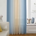 thumbnail image 6 of Blue Ombre Sheer Curtains 54 Inches Long, Modern Yellow Gradient Farmhouse Art Light Filering Curtains, Breathable Simi Curtain Privacy Drapes for Kitchen Bathroom Lightweight Small Window Treatment, 6 of 9