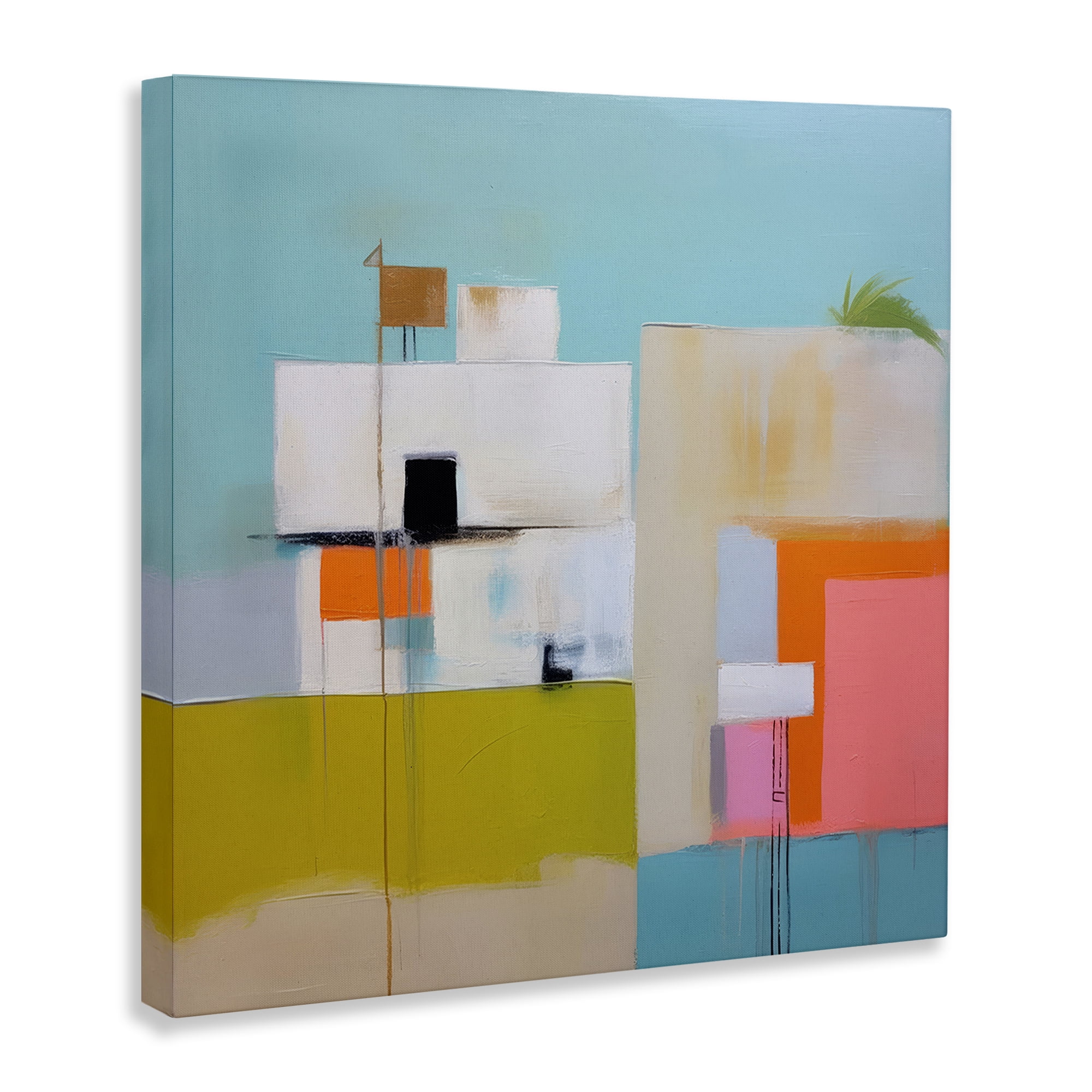 Stupell Industries Tropical Villa House Abstract Painting Gallery Wrapped Canvas Art Print Wall Art, 30 x 30