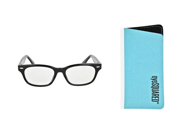 eyeSQUARED Adult Black Frame Blue Light Blocking Glasses with Blue Eco Friendly Case