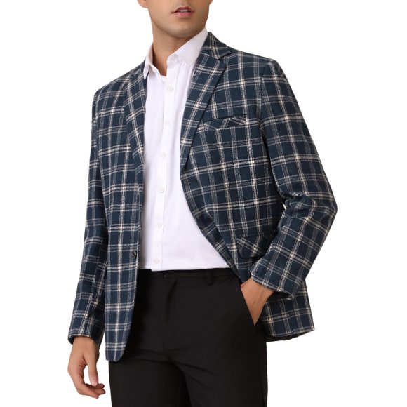 Blazers de cuadros INSPIRE CHIC para hombres con patrón de bloques de color
