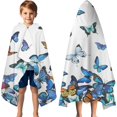 thumbnail image 3 of White Butterfly Colorful Pattern Hooded Bath Towel，60"x35" for Ages 3 To 12 Kids, Quick Dry Lightweight Soft Microfiber Hood Beach Towel Cover Up for Kids, 3 of 7