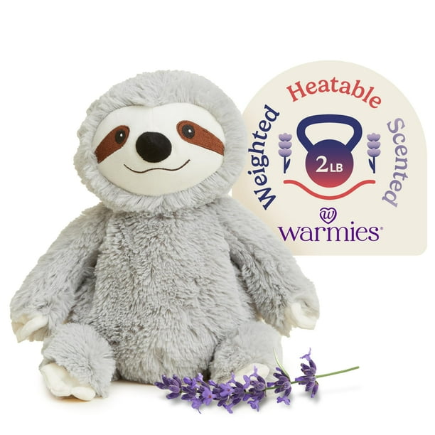 Animal de peluche Warmies Gray Sloth, apto para microondas y pesado