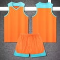 thumbnail image 4 of XINXIAOO Tween Sports Shorts Set Orange Boys Girls Basketball Outfit 2pc Breathable Lightweight Tracksuit Tank Top Track Shorts For Practice and Competition 11-12 Years, 4 of 6