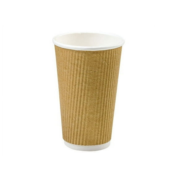 Pack of 500, Natural 20 Oz Groove Hot Paper Cup Made in USA w/Straight Groove Design Provides Insulation - No Sleeves Needed for Most Hot Drinks