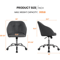 thumbnail image 4 of Yaheetech Adjustable Velvet Desk Chair for Home Office,Gray, 4 of 10