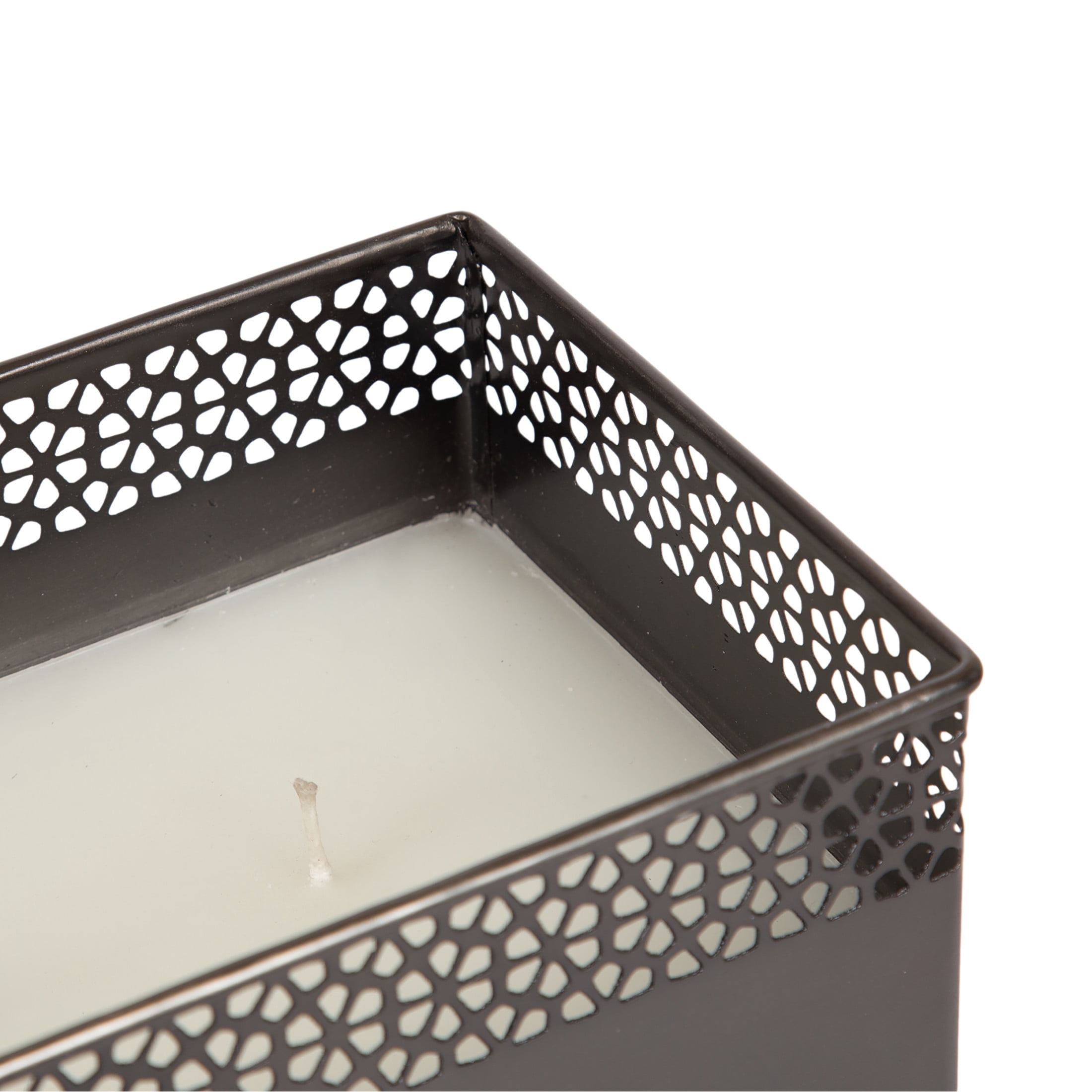 Kate and Laurel Pearce Rectangle Decorative Metal Candle Bowl, 11 x 6 x 4, Gray Gunmetal, Large Three-Wick Unscented Candle with Decorative Bowl for Living Room Decor