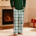 thumbnail image 2 of Mens Pajama Pants Classic Plaid Christmas PJ Bottoms Flannel Cotton Long Pants Straight Fit Lounge Trouser, M Green #G, 2 of 7