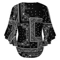 thumbnail image 6 of Paisley Bandana Women's V-Neck Blouse With 3/4 Ruffled Bell Sleeves Casual Top Ladies Blouses, 6 of 7