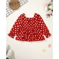 thumbnail image 2 of 5T Baby Girls Clothes 6T Girls Tops Little Girls Long Sleeve Square Neckline Polka Dots Tops Red, 2 of 7