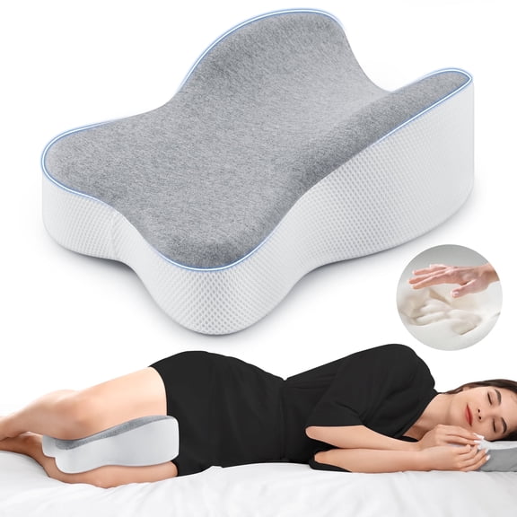 MOONORAH Half Moon Knee Pillow for Side Sleepers - Leg Support for Sciatica - Gray