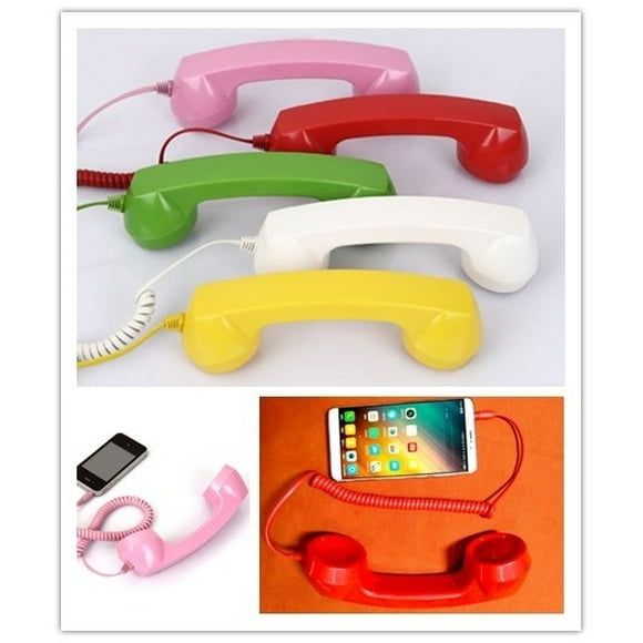 Phone Call Receiver, Retro Anti-Radiation Telephone Phone Call Receiver 3.5 MM Socket Handset (Red)