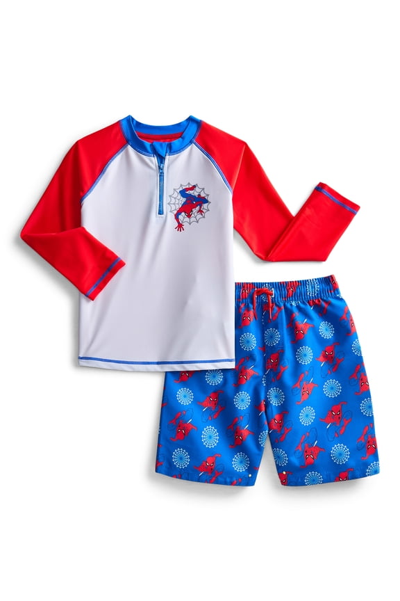 Character Toddler Boy Long- Sleeve Rash Guard and Swim Trunks, 2-Piece, Size 12M-2M
