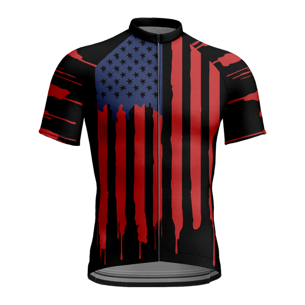 Men Patriotic American Flag Cycling Jersey Quick Dry Biking Shirts, 6XL
