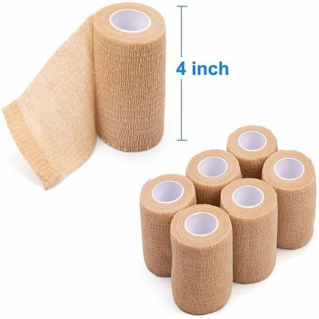 6 Pack Self-Adhesive Cohesive Wrap Bandage 4 Inch x 5 Yards for Wrist Ankle Arm