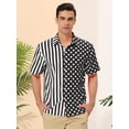 thumbnail image 2 of INSPIRE CHIC Camisa hawaiana de manga corta con botones y lunares a rayas de verano negro S, 2 of 6