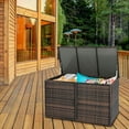 thumbnail image 6 of EasingRoom Wicker Storage Box, 114 Gal Garden Deck Bin with Steel Frame, Rattan Pool Storage Box with Lid, 6 of 10