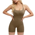 thumbnail image 6 of Maqroz Women's Backless Strappy Romper Seamless Athletic Jumpsuit for Yoga Gym Workout, Cross Back Bodysuit With Compression Bottoms, 6 of 7