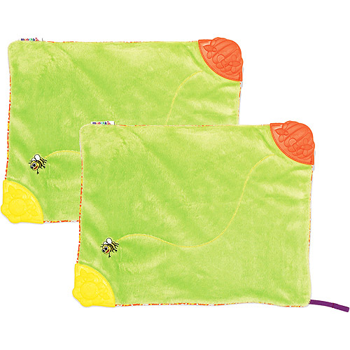 Munchkin Teething Blanket with Pacifier Attachment, 2Pack