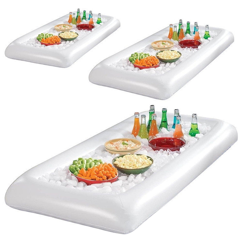 Inflatable Ice Buffet Serving Tray Cooler - 52"x24"x5", With Drain Plug, For Pool Parties & BBQ